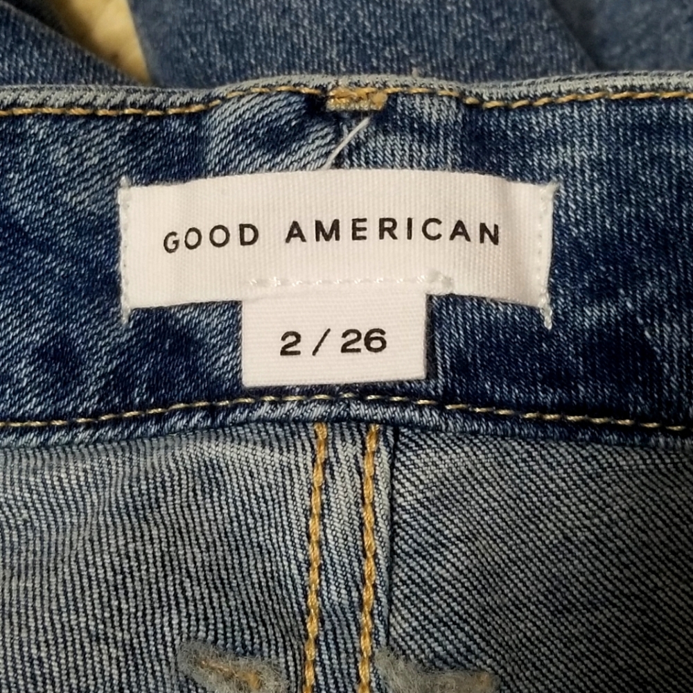 Good American *Good Legs* Frayed Waist  Distressed Skinny Jeans. Size: 2/26. - Picture 12 of 16